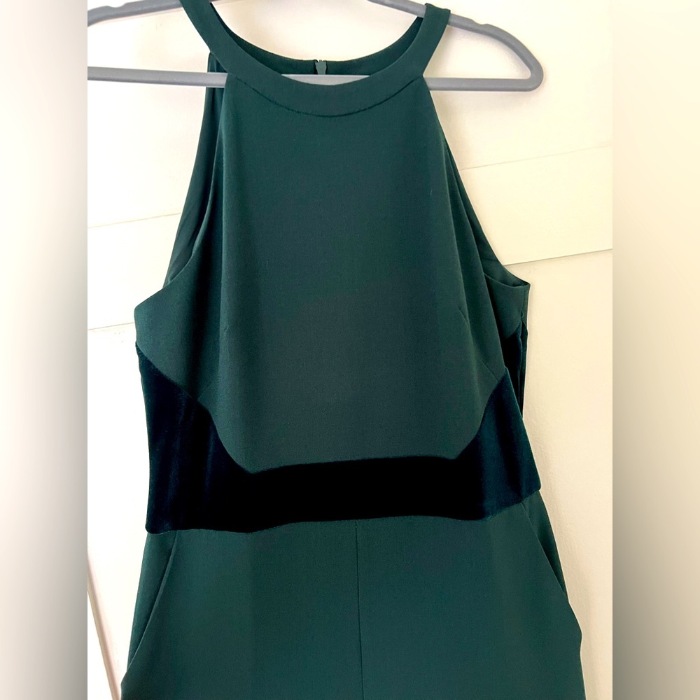 Stretch crepe wide leg jumpsuit